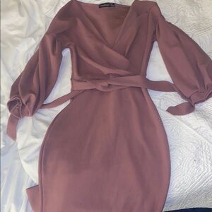 Elegant Mauve Wrap Dress